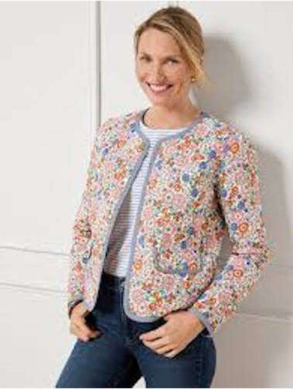 Talbots NWOT Women's Enchanting Blooms 100% Cotton Quilted Jacket Size 12